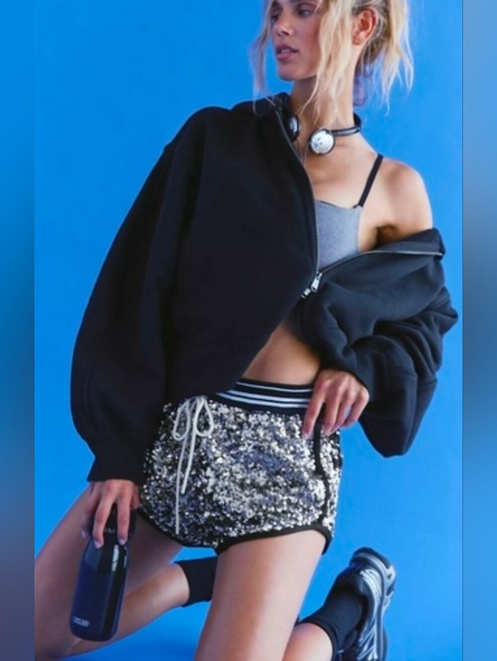 Free People Silver Sequin Shorts - Picture 5 of 8
